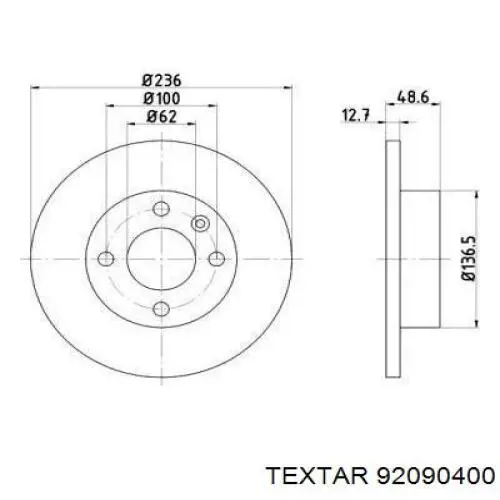 Передние тормозные диски 92090400 Textar