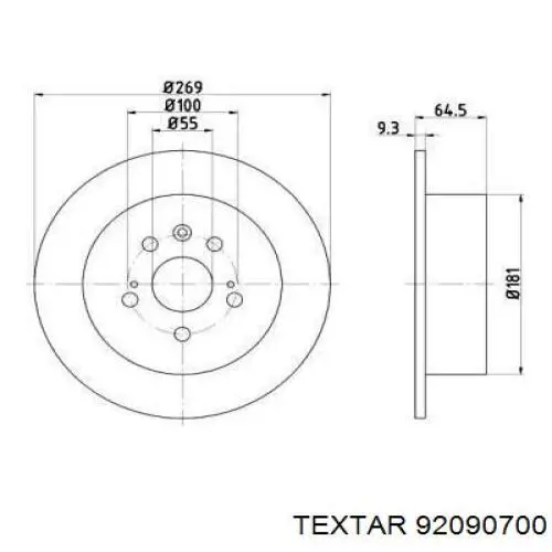 Тормозные диски 92090700 Textar