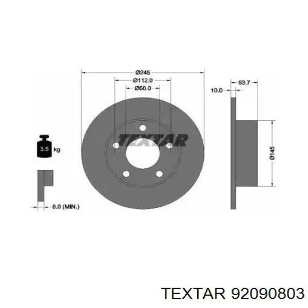 Тормозные диски 92090803 Textar