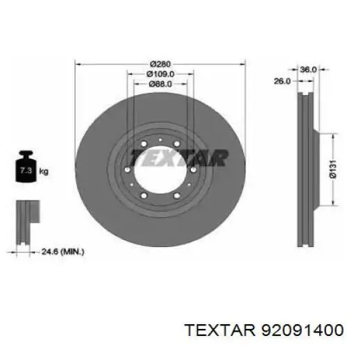 Передние тормозные диски 92091400 Textar