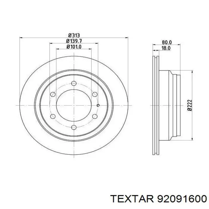 92091600 Textar Дисковый тормоз