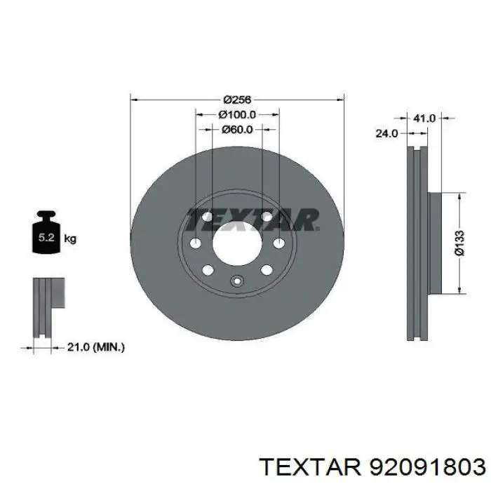 Тормоз дисковый передний Textar 92091803 цена, от 31.18 USD