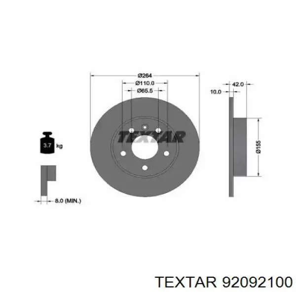 Тормозные диски 92092100 Textar