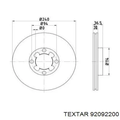 Передние тормозные диски 92092200 Textar