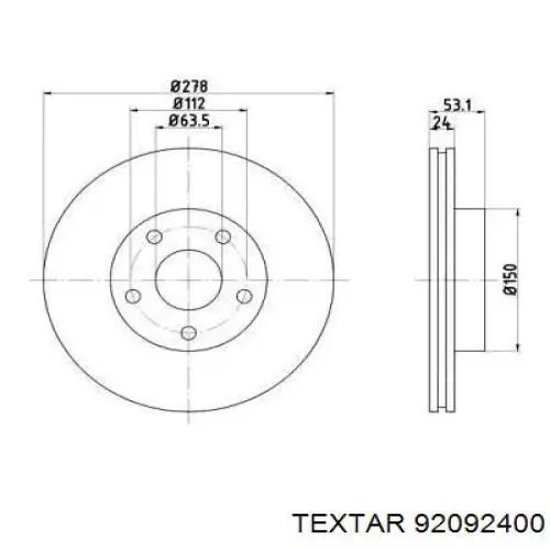 Передние тормозные диски 92092400 Textar