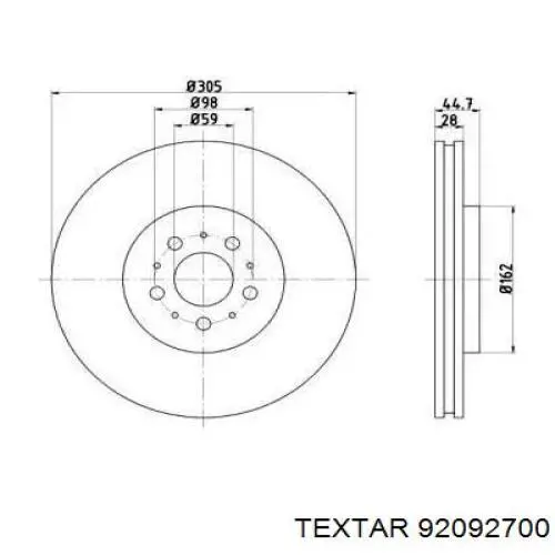 Передние тормозные диски 92092700 Textar