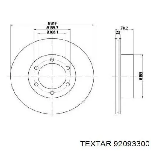 Передние тормозные диски 92093300 Textar