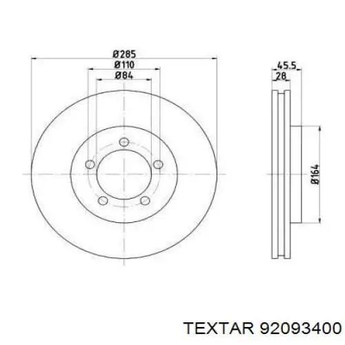 Передние тормозные диски 92093400 Textar