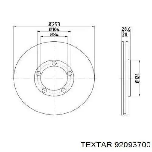 Передние тормозные диски 92093700 Textar