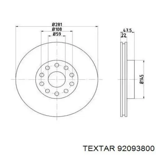 92093800 Textar диск тормозной передний