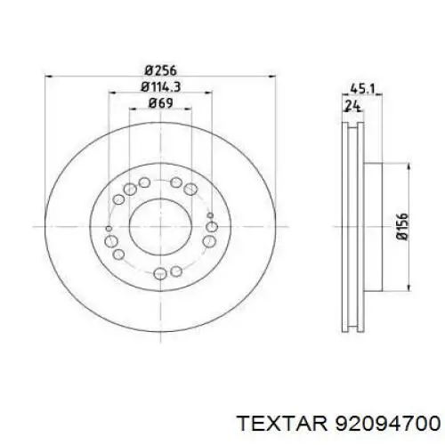 Передние тормозные диски 92094700 Textar