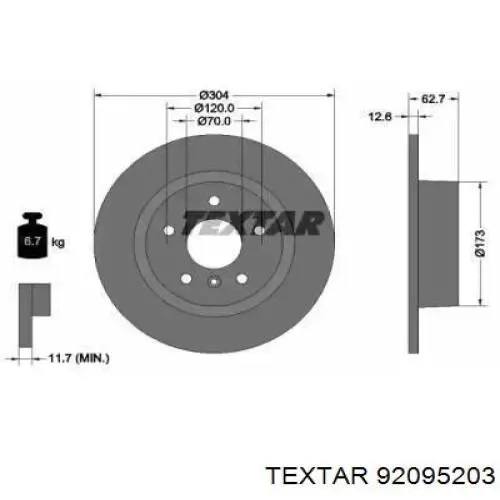 92095203 Textar тормозные диски