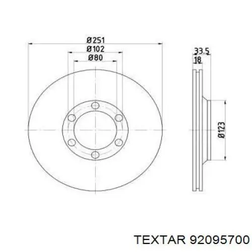 Передние тормозные диски 92095700 Textar