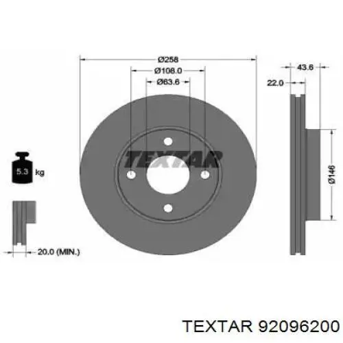 Передние тормозные диски 92096200 Textar
