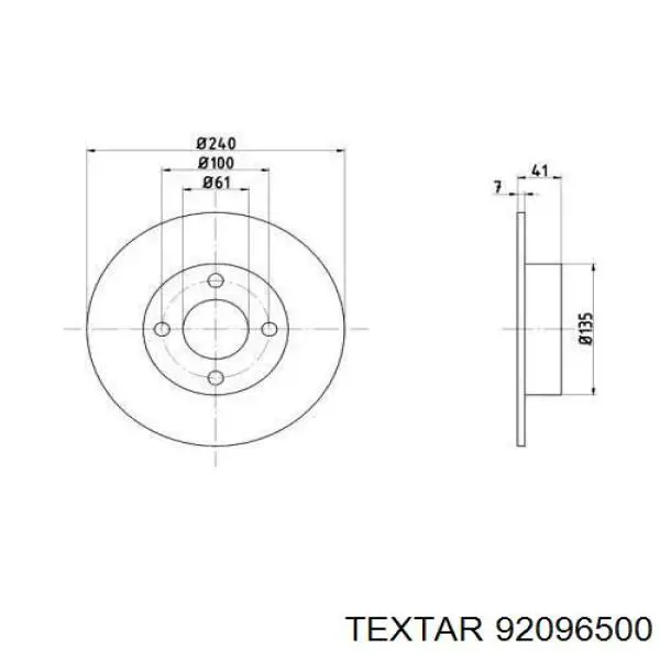 Тормозные диски 92096500 Textar