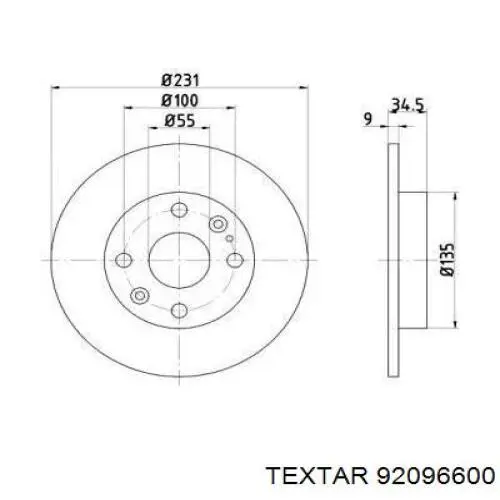 Тормозные диски 92096600 Textar