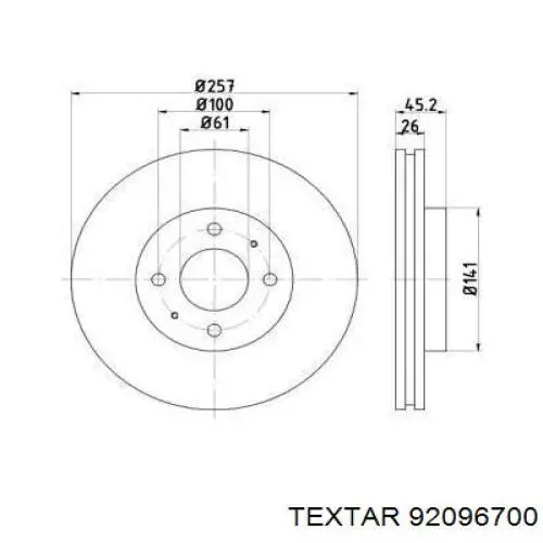 92096700 Textar диск тормозной передний