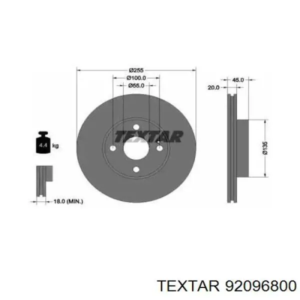 Передние тормозные диски 92096800 Textar