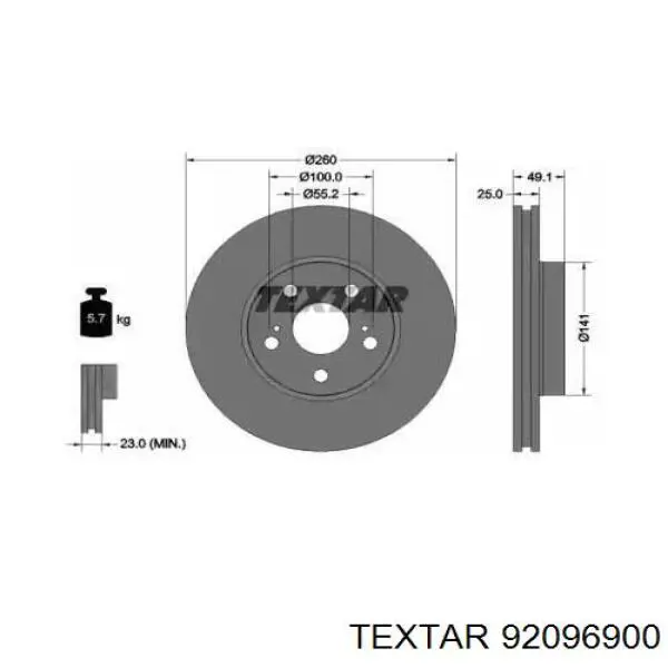 Передние тормозные диски 92096900 Textar