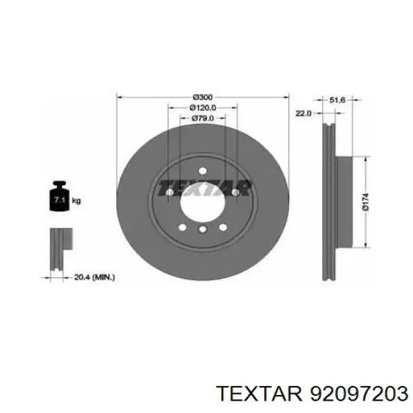 92097203 Textar диск тормозной передний