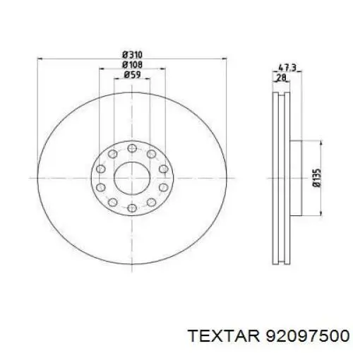 Передние тормозные диски 92097500 Textar