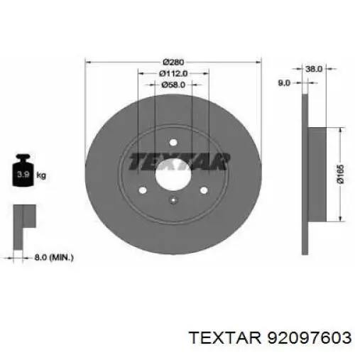 Передние тормозные диски 92097603 Textar