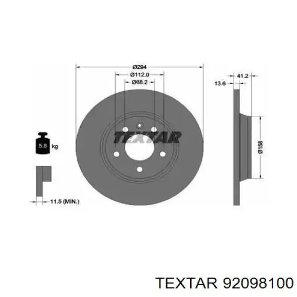 Тормозные диски 92098100 Textar