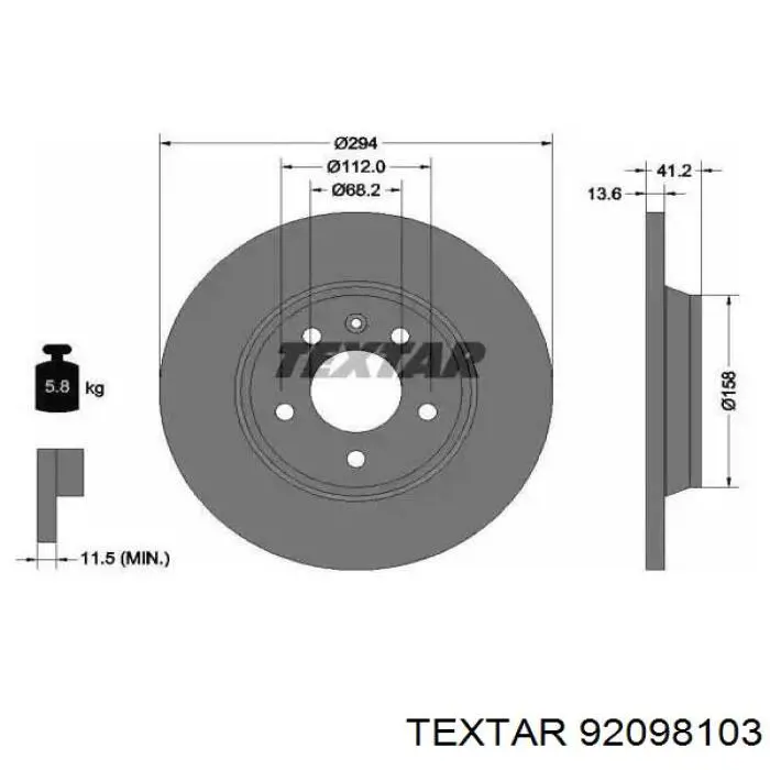 92098103 Textar тормозные диски