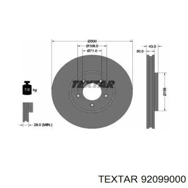 Передние тормозные диски 92099000 Textar