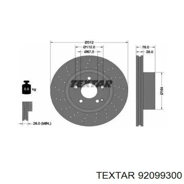 Передние тормозные диски 92099300 Textar