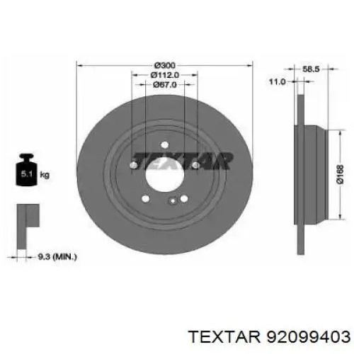 Тормозные диски 92099403 Textar