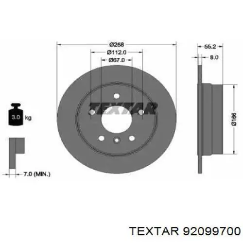 Тормозные диски 92099700 Textar