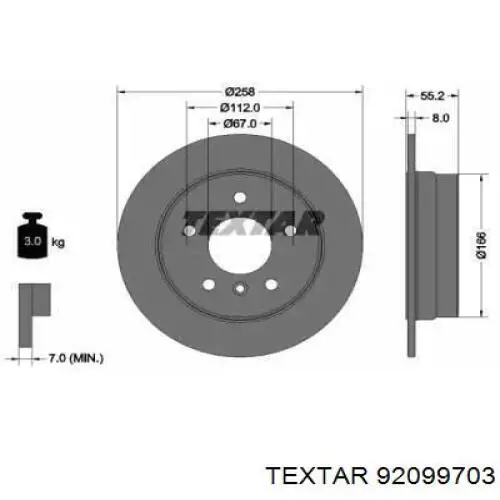 Тормозные диски 92099703 Textar