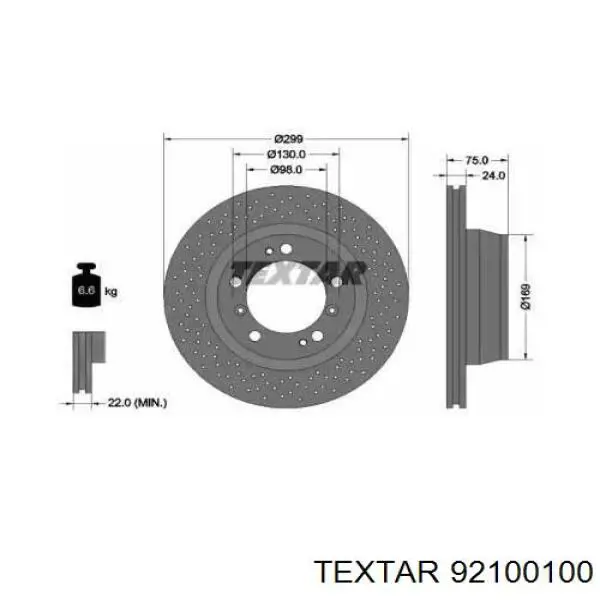 Тормозные диски 92100100 Textar