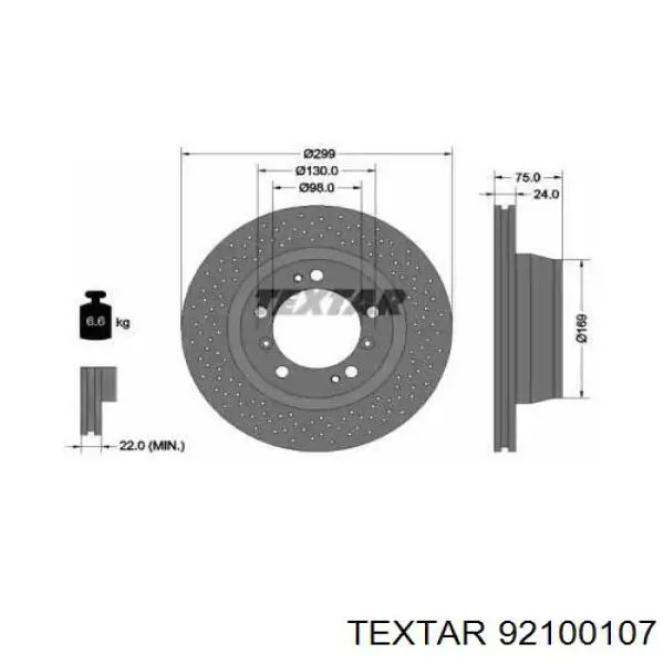 Тормозные диски 92100107 Textar