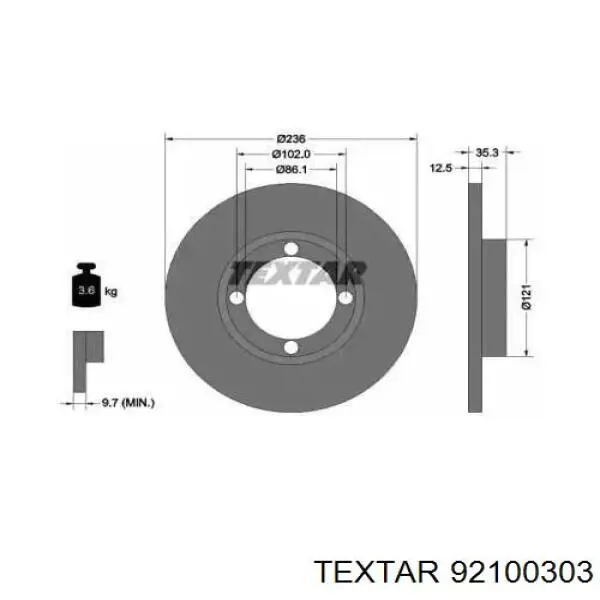 92100303 Textar disco do freio dianteiro