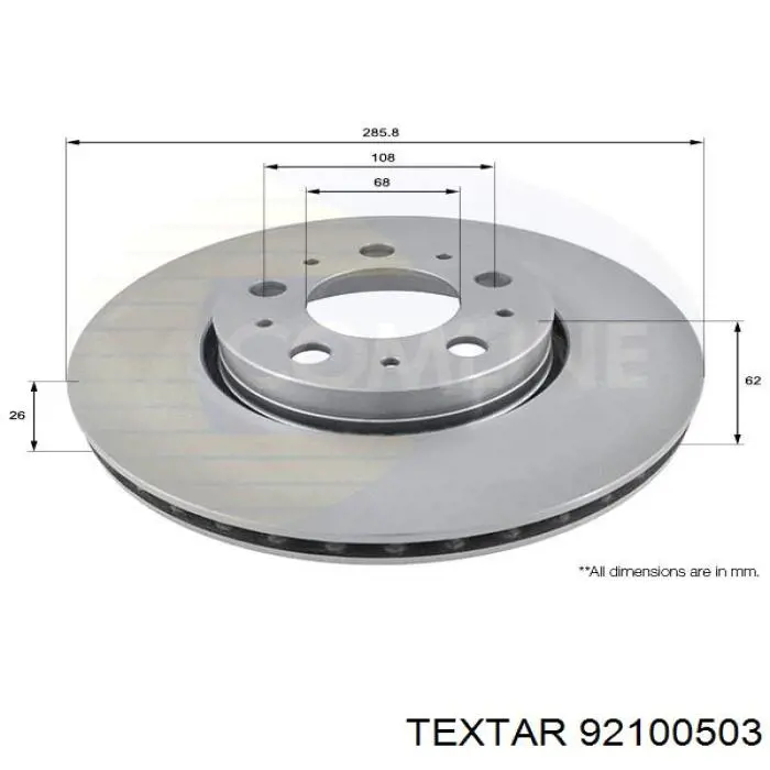 Передний тормозной диск Textar 92100503