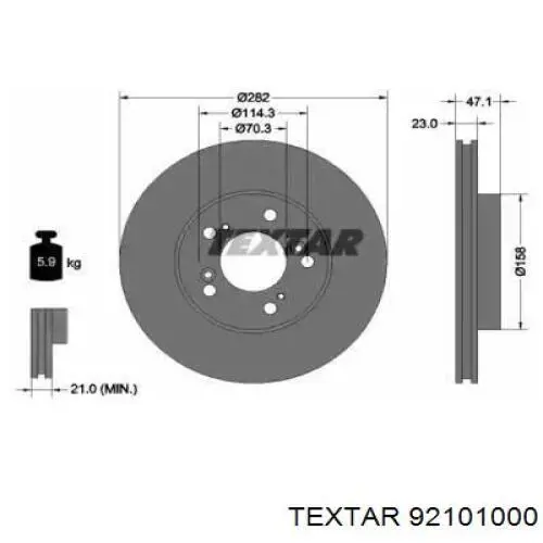 92101000 Textar диск тормозной передний