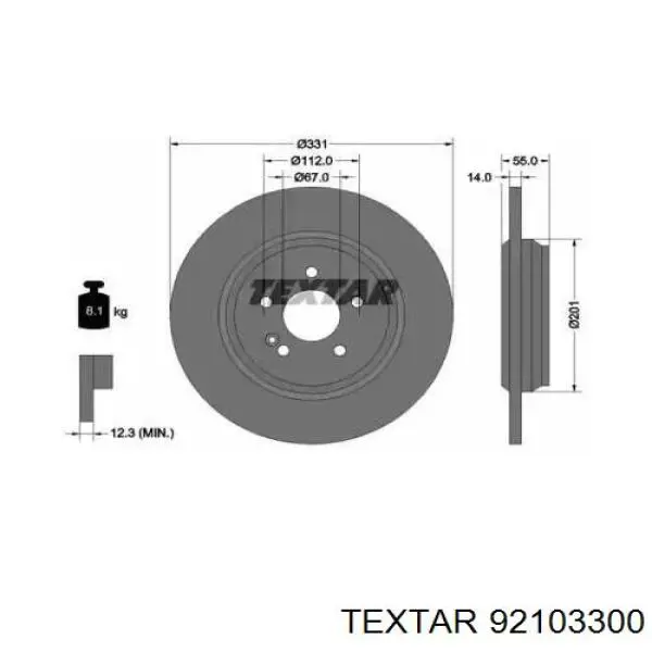 Тормозные диски 92103300 Textar