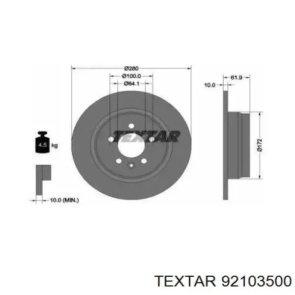 Тормозные диски 92103500 Textar