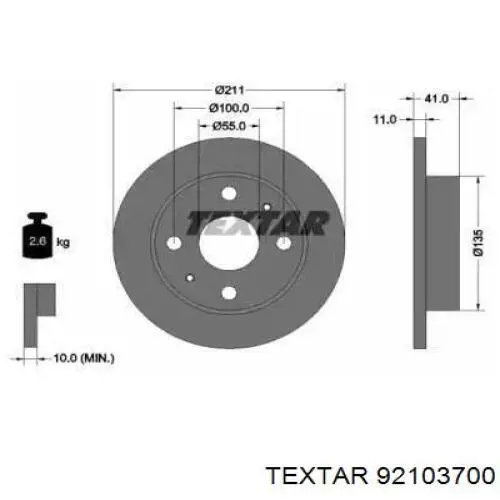 92103700 Textar тормозные диски