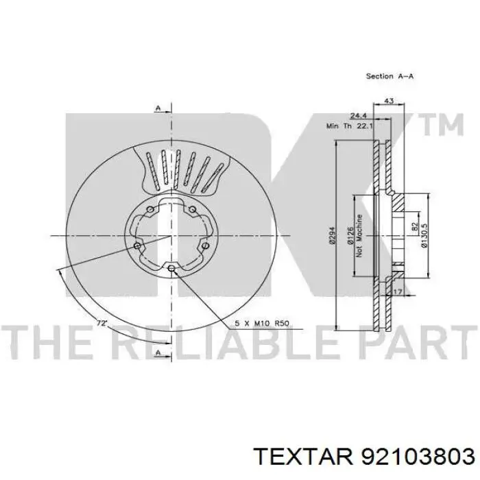 Тормоз дисковый передний Textar 92103803 цена, от 42.30 USD