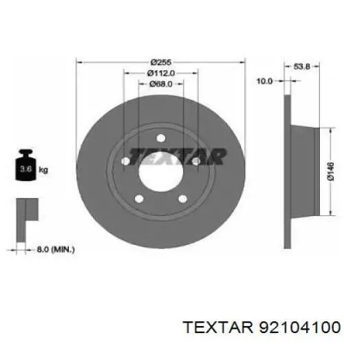 Тормозные диски 92104100 Textar