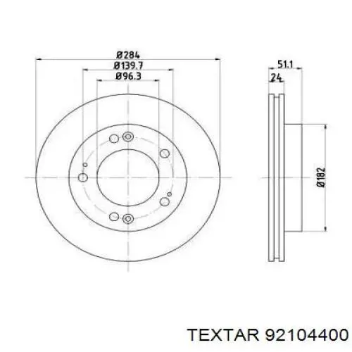 Передние тормозные диски 92104400 Textar