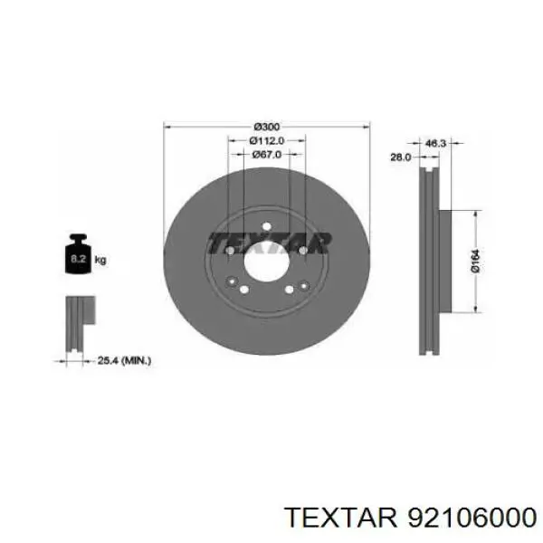 Передние тормозные диски 92106000 Textar