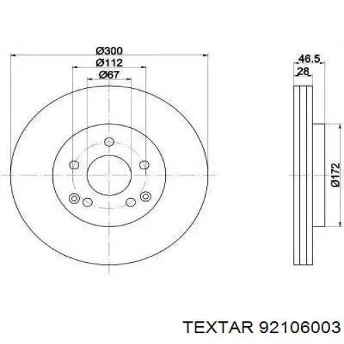 92106003 Textar Диск тормозной передний