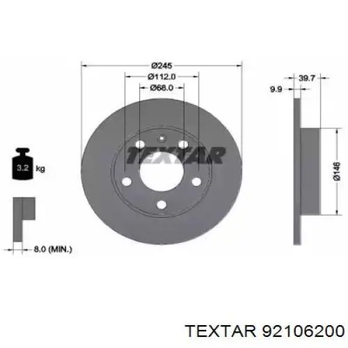 Тормозные диски 92106200 Textar