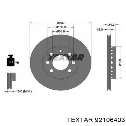 92106403 Textar тормозные диски