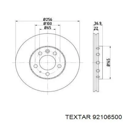 Передние тормозные диски 92106500 Textar