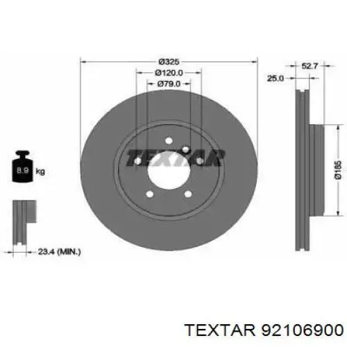 Передние тормозные диски 92106900 Textar